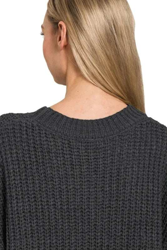 Sarah Express Women’s Oversized Ribbed Short Sleeve Sweater