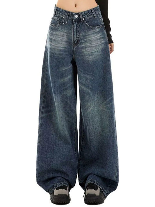 Sarah Express Women's Vintage Wash Wide Leg Jeans