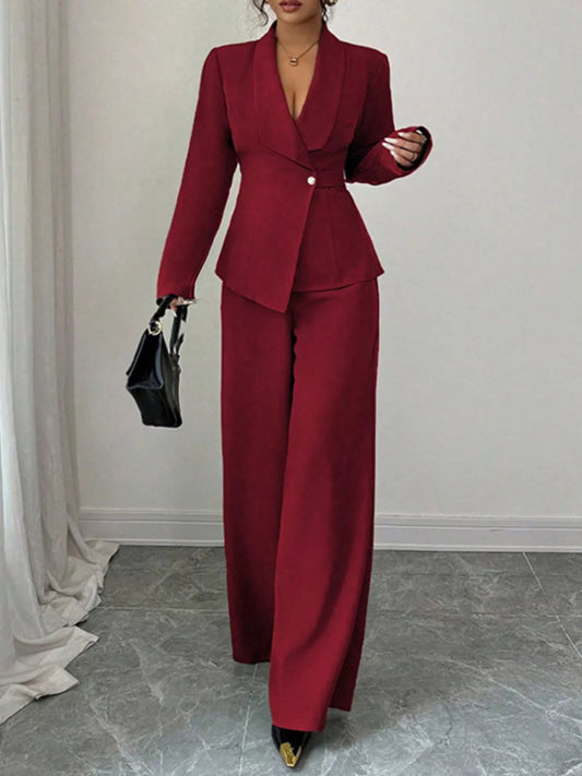 Sarah Express Women's One Button Blazer and Pants Set