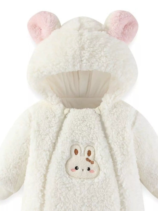 Sarah Express Women's Bunny Hooded Fleece One-Piece Pajamas - Cozy Loungewear