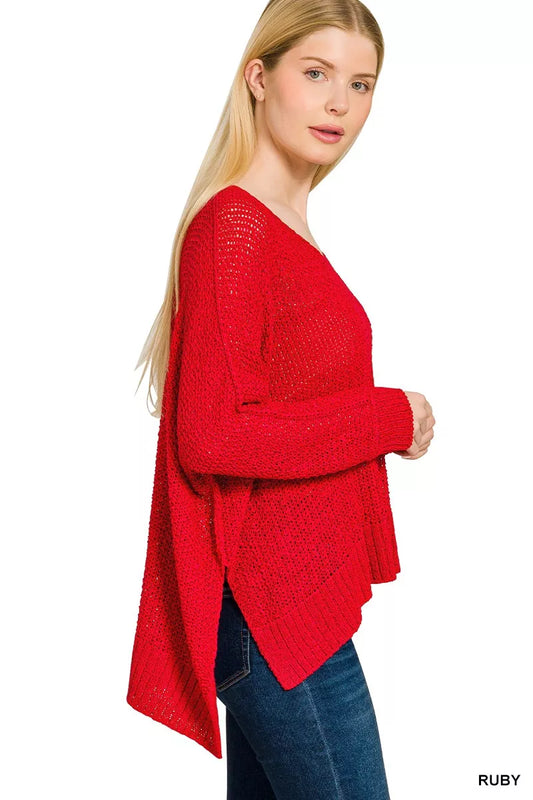 Sarah Express Women's Dolman Sleeve V-Neck Sweater