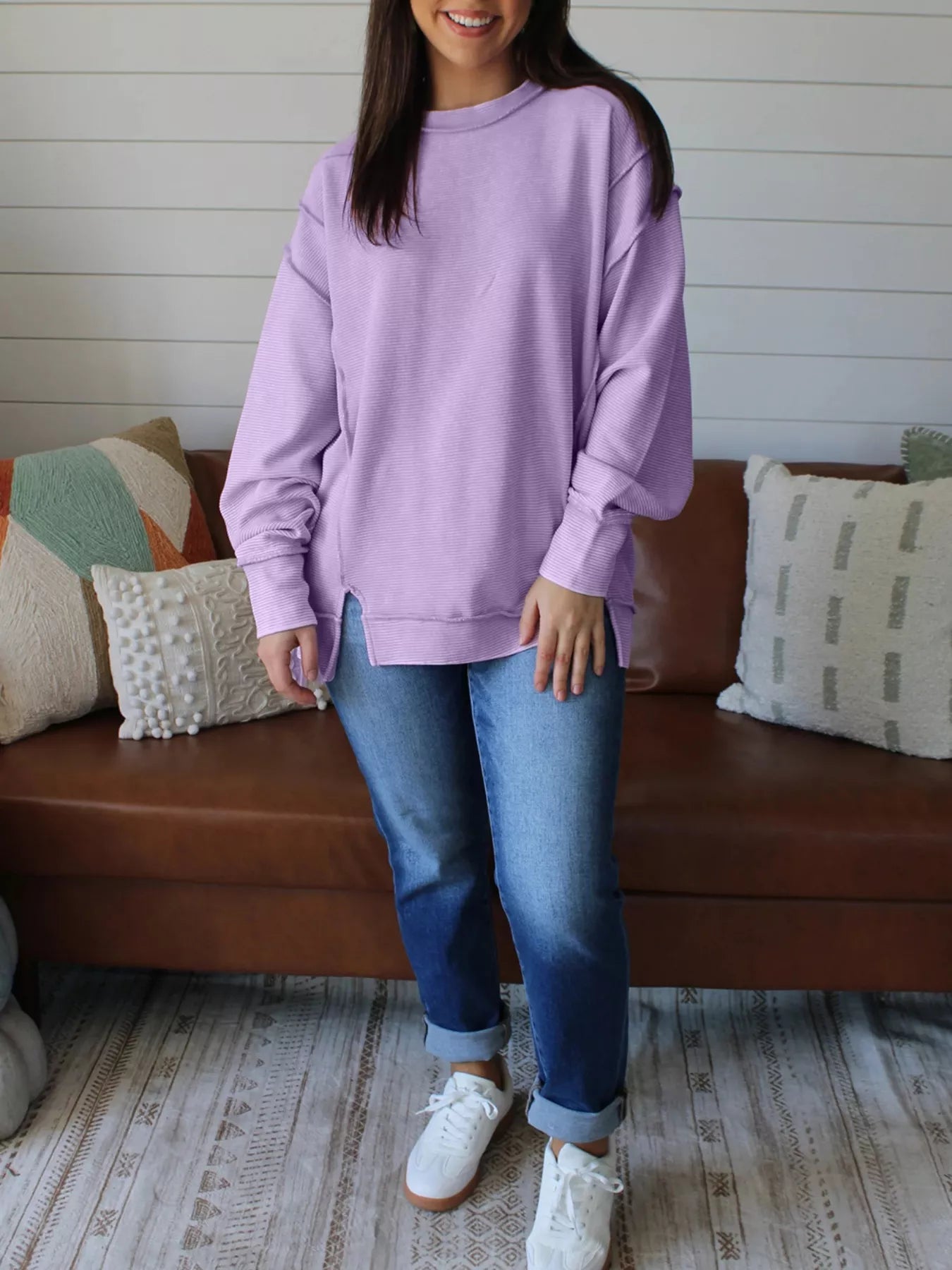 Sarah Express Women's Round Neck Oversized Sweatshirt