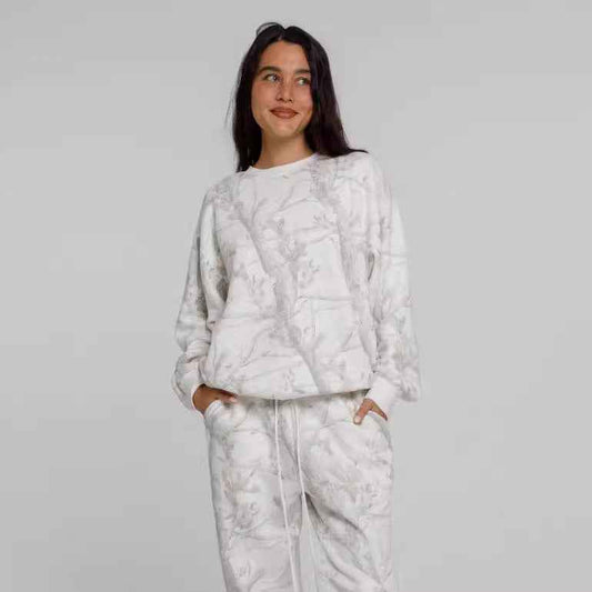 Sarah Express Women's Camouflage Maple Leaf Hoodie and Pants Two Piece Set Sweatsuit Tracksuit
