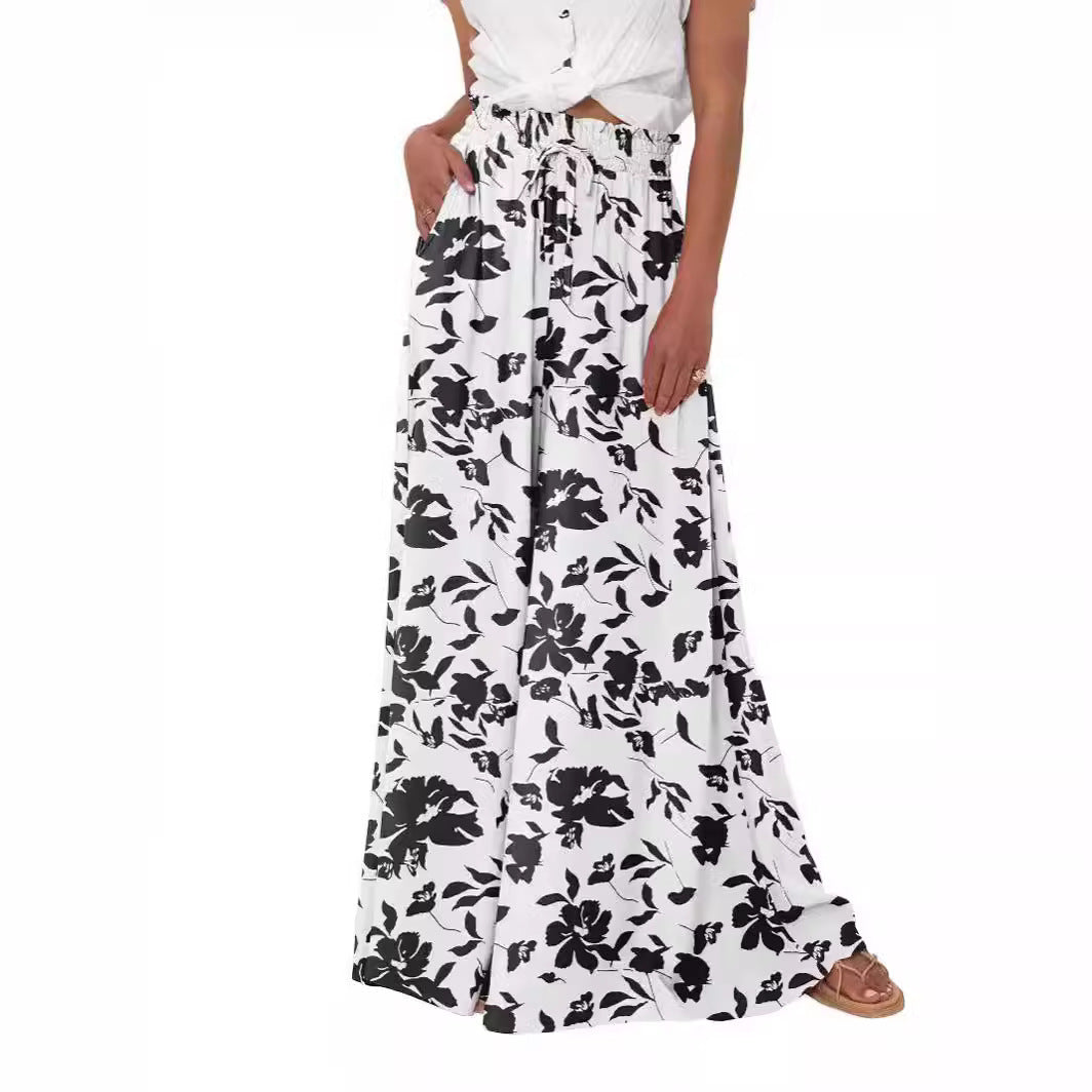 Sarah Express Women's High Waist Wide Leg Pants Casual Polyester Trousers