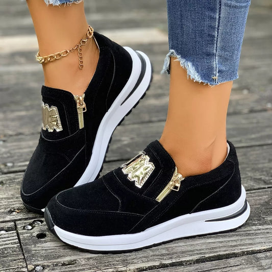Sarah Express Women's Canvas Platform Slip-On Sneakers - Round Toe Casual Shoes