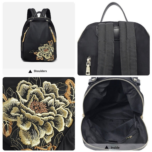 Sarah Express Chinese Embroidered Nylon Backpack Ethnic Style Lightweight Travel Bag