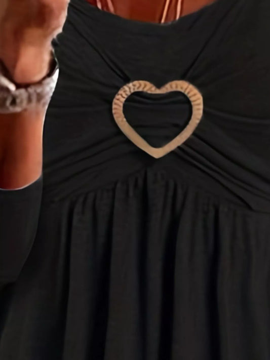 Sarah Express Plus Size Heart Buckle Ruffle Layered Blouse - Women's Elegant Statement Top