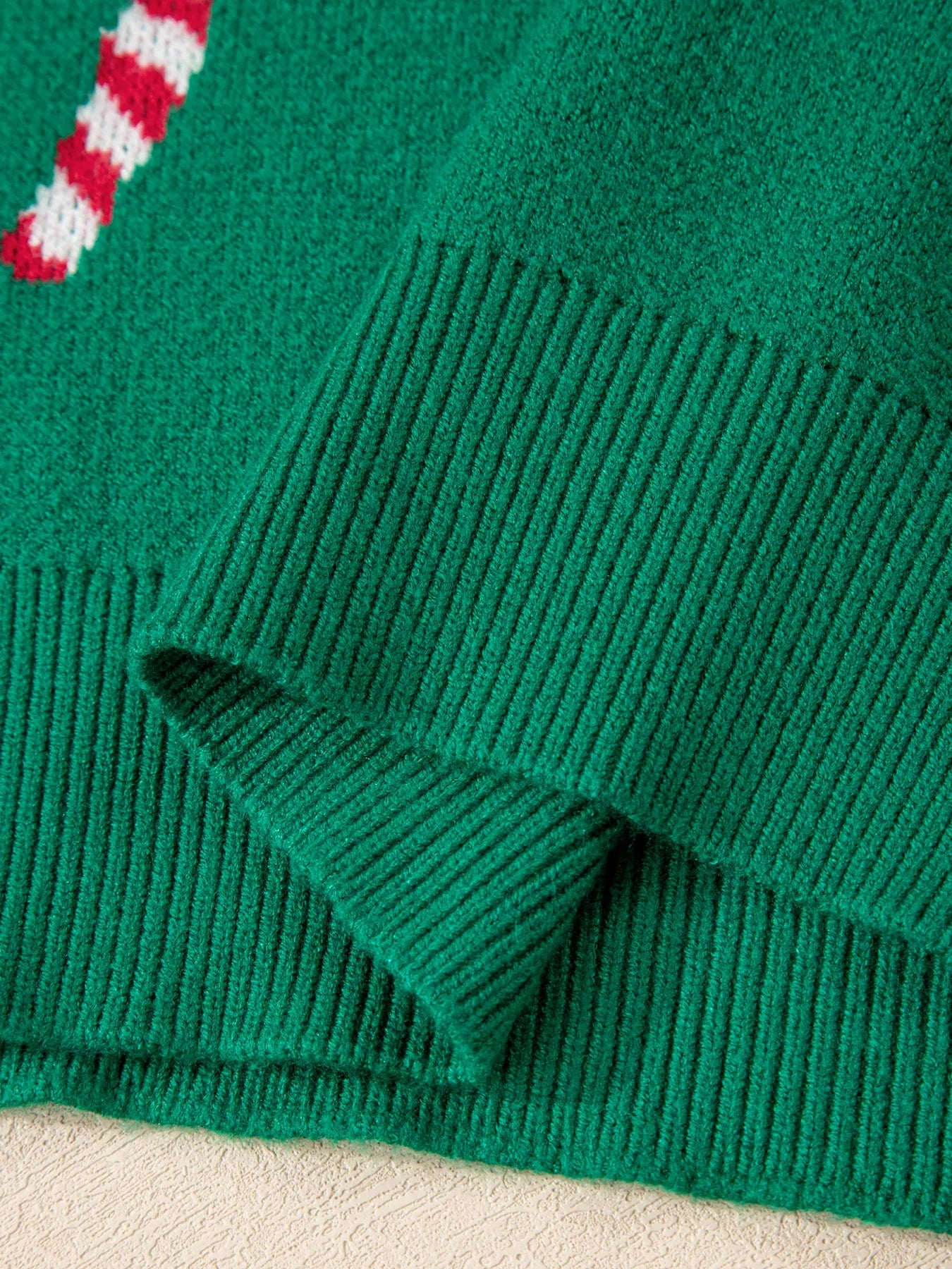 Sarah Express Women's Christmas Candy Cane Holiday Drop Shoulder Sweater