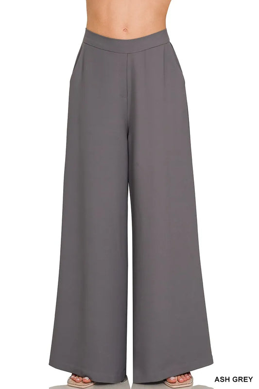 Sarah Express Women's Relaxed Fit Elastic Waisted Wide Leg Pants