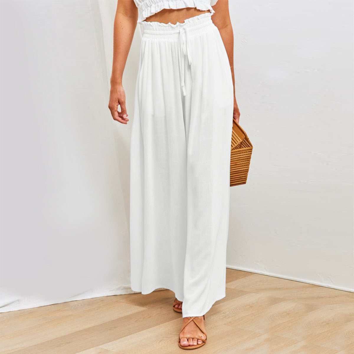 Sarah Express Wide Leg Viscose Casual Pants Loose Fit Draped