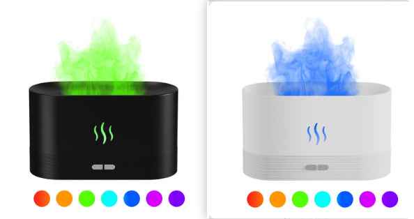 Sarah Express Flame Effect Aroma Diffuser Humidifier with LED Light - Ultrasonic Essential Oil Diffuser for Home Office Spa Yoga 7Colors set USB plug in version