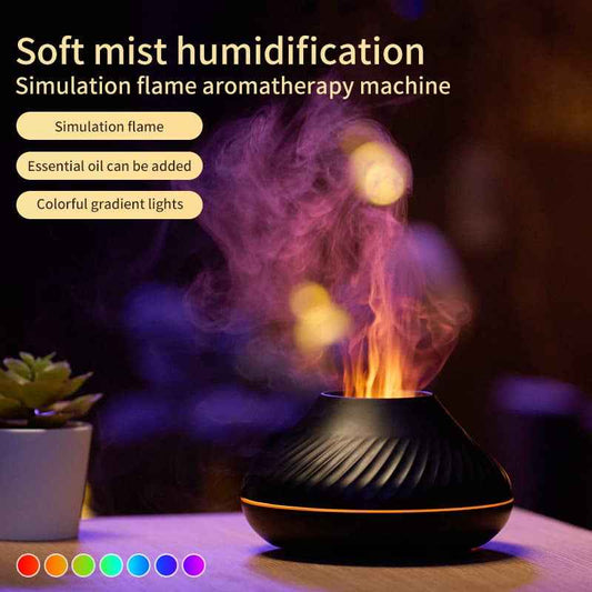 Sarah Express Volcanic Flame Aroma Diffuser 130ml - USB Essential Oil Humidifier with LED Flame Light & Aromatherapy