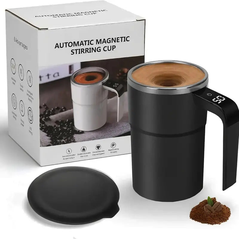 Sarah Express Self-Stirring Electric Coffee Mug - USB Rechargeable Automatic Magnetic Mixing Cup with IP67 Waterproof Stainless Steel Black USB