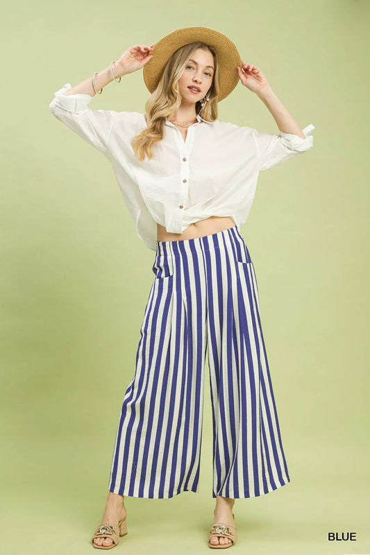 Sarah Express Women's Vertical Stripe Wide Leg Pants