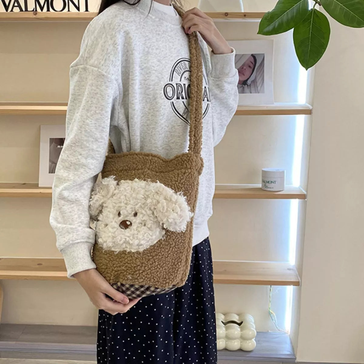 Sarah Express Women's Cute Dog Plush Crossbody Bag