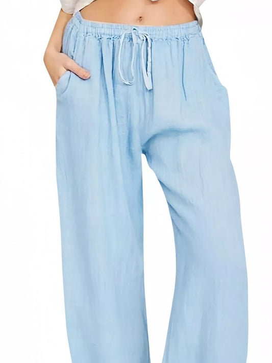 Sarah Express Women's Casual Wide Leg Pants with Drawstring