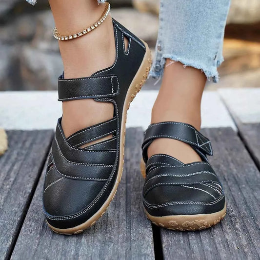 Sarah Express Women's Casual Velcro Slip-On Sneakers - Comfortable Flat Walking Shoes