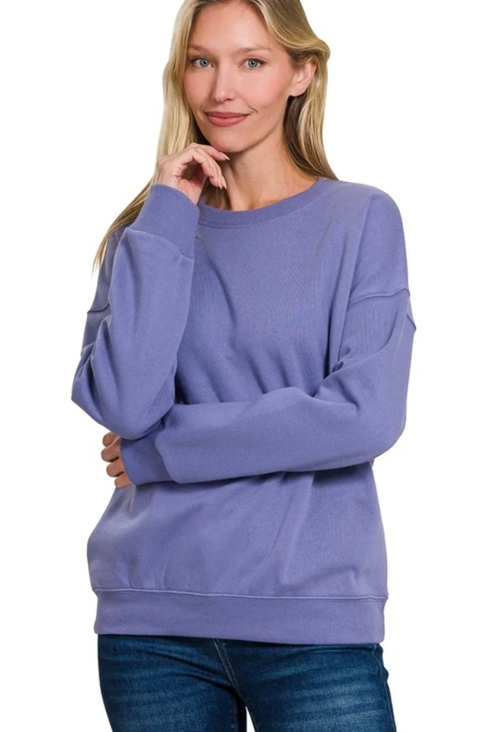 Sarah Express Women’s Plus Size Oversized Fleece Drop Shoulder Sweatshirt
