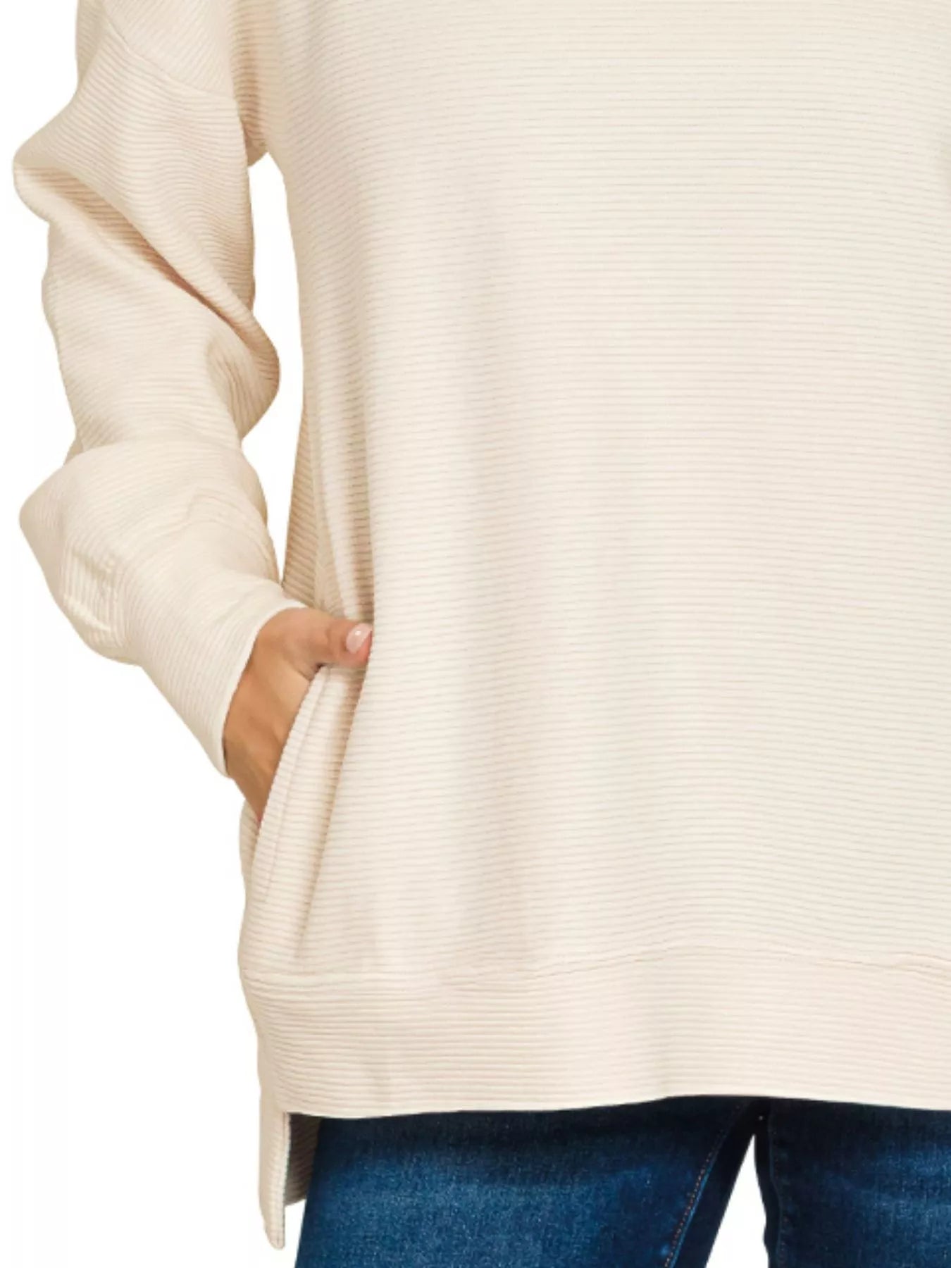 Sarah Express Women’s Plus Size Acid Wash Ribbed Sweatshirt with Hi-Low Hem