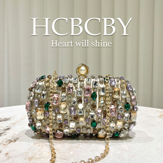 Sarah Express Womens Luxurious Gold-colored Clutch With Dazzling Rhinestone Accents