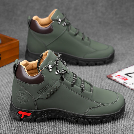 Sarah Express Men's All-Season Genuine Leather Work Shoes - Breathable Non-Slip Casual Boots