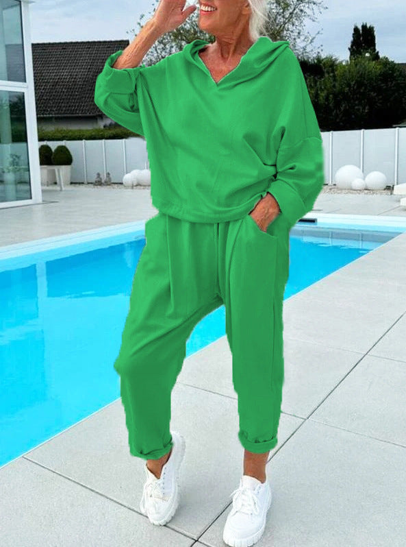 Sarah Express Women's Hooded Sweatshirt Two-Piece Matching Set Loungewear Athleisure
