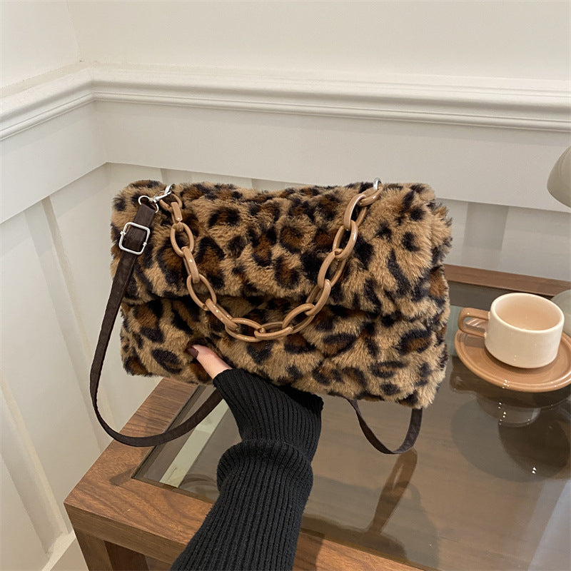 Sarah Express Women's Leopard Print Crossbody Bag – Large Capacity Shoulder Bag Leopard Brown