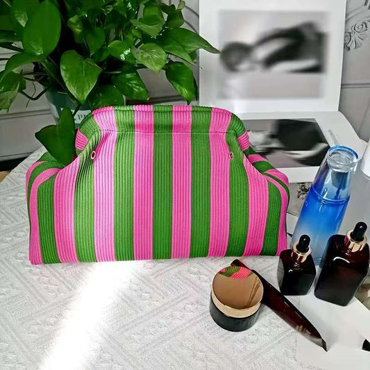 Sarah Express Striped Knit Crossbody Clutch Bag - Vintage Minimalist Contrast Color Design for Women