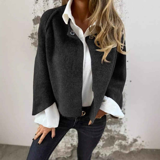 Sarah Express Women's Batwing Sleeve Cardigan Cropped Jacket Loose Short Cashmere Coat