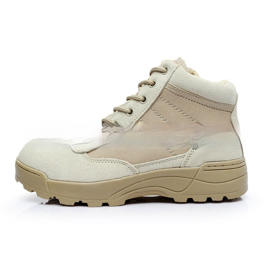 Men's Outdoor Low-Cut Tactical Hiking Boots – Lightweight Lace-Up Trail Shoes for Hiking & Mountaineering | Black & Sand