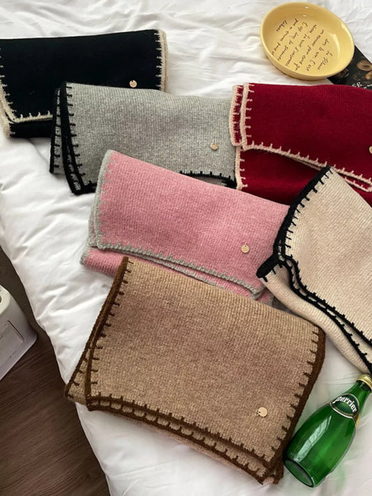 Sarah Express Women's Contrast Trim Knit Scarf