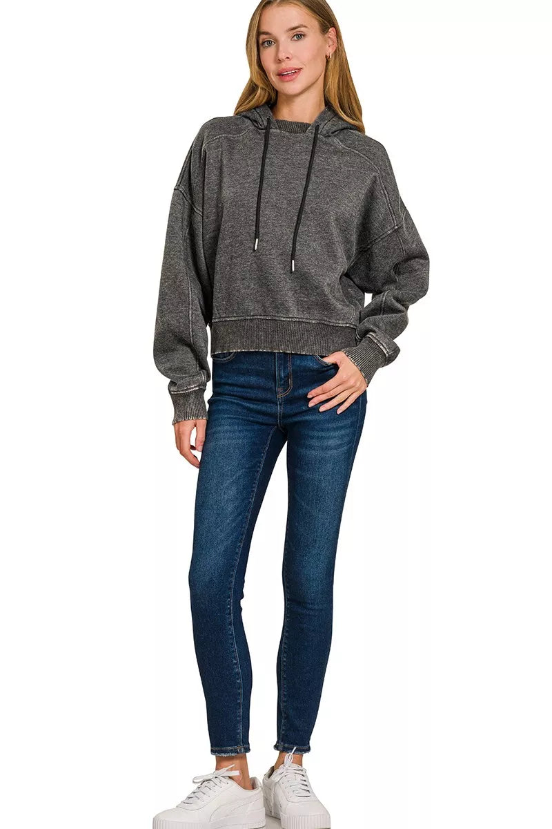 Sarah Express Women's Acid Wash Fleece Hoodie