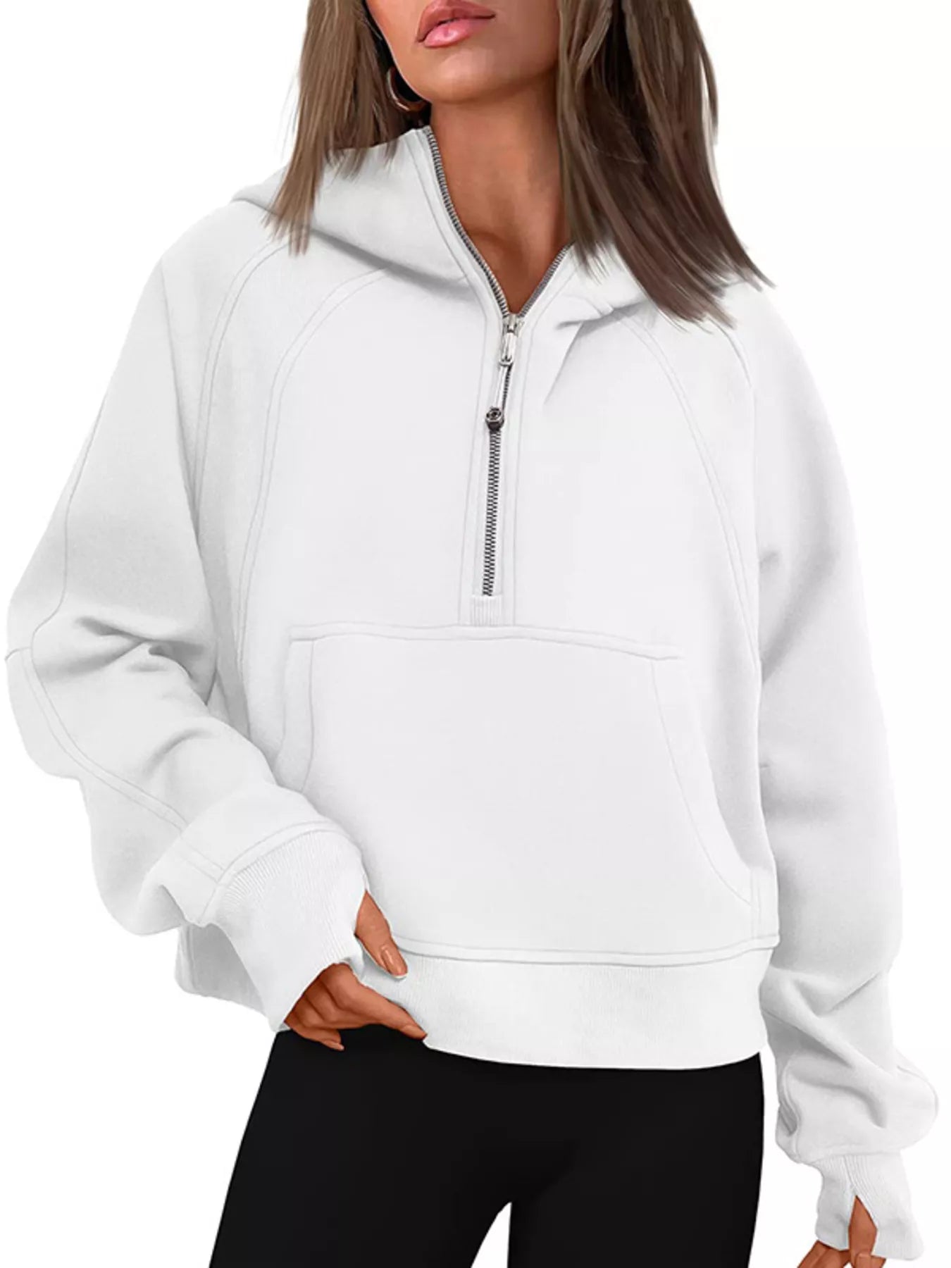 Sarah Express Women's Half-Zip Kangaroo Pocket Hoodie