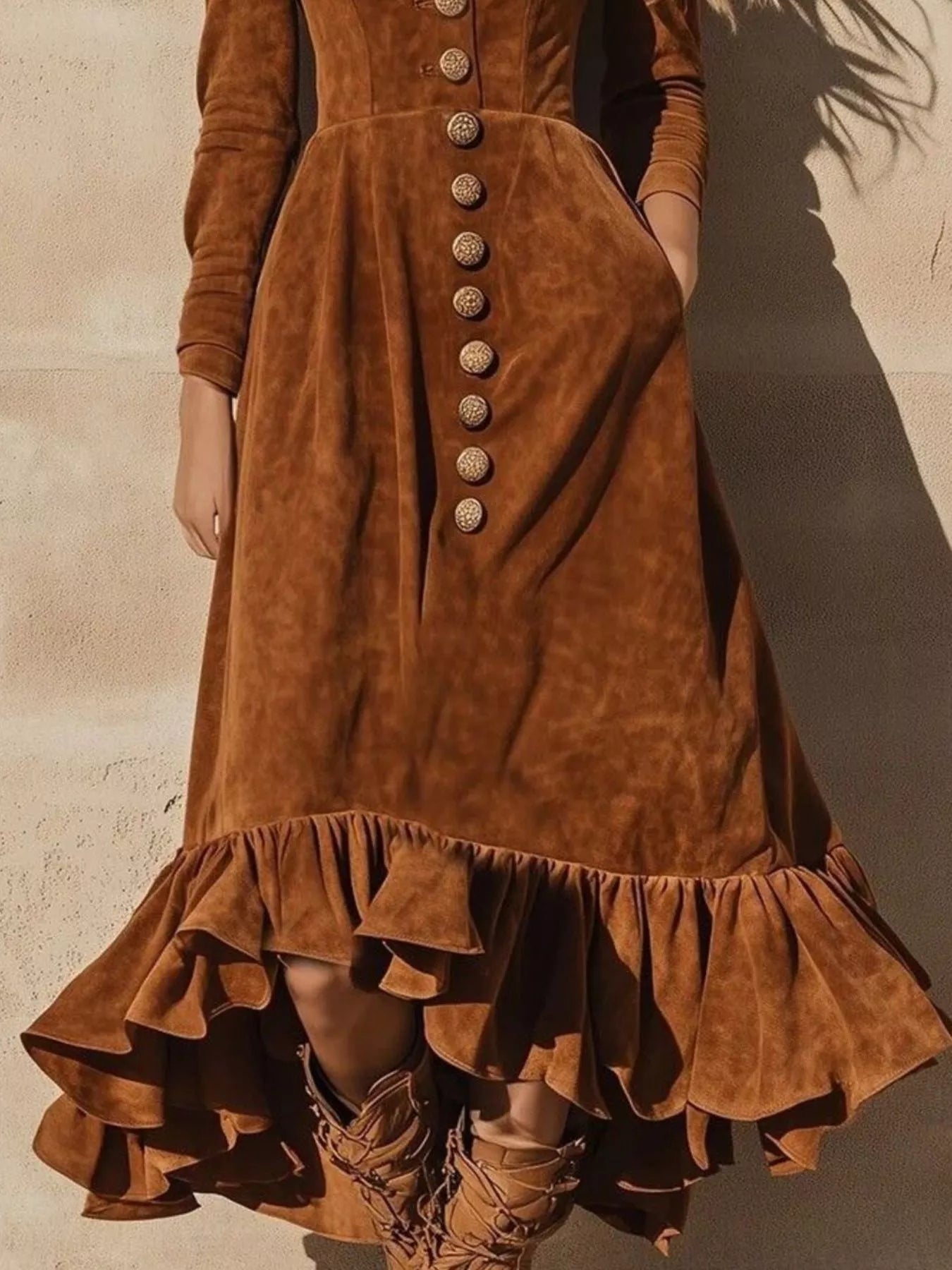 Sarah Express Women's Ruffle Hem V-Neck Midi Dress