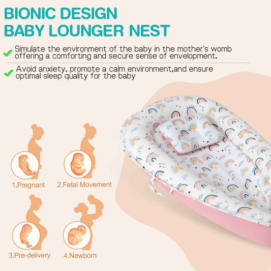 Sarah Express Baby Crib Nest with Memory Foam - Portable Bassinet Lounger for Newborn