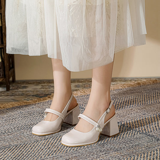 Sarah Express Women's Wide-Fit Chunky Heel Sandals | Plus-Size Round-Toe Block Heel