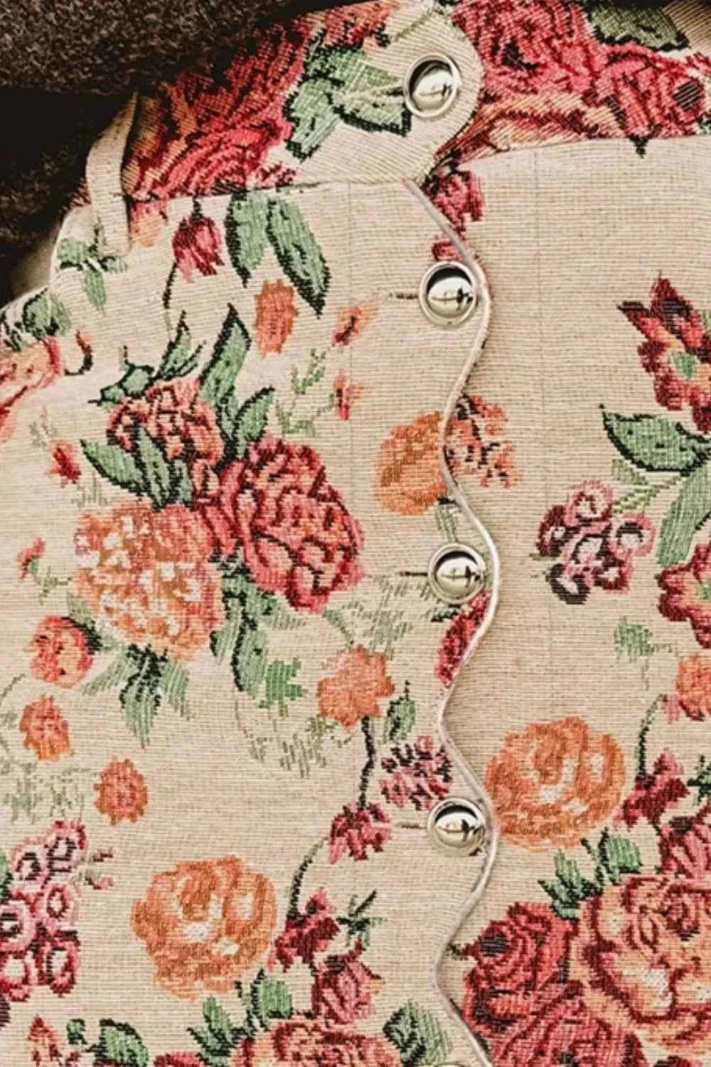 Sarah Express Women's Floral Button-Front Scalloped Hem Skirt