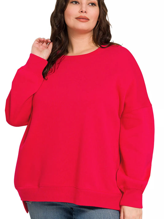 Sarah Express Women's Fleece Hi-Low Boyfriend Sweatshirt with Pockets Plus Size