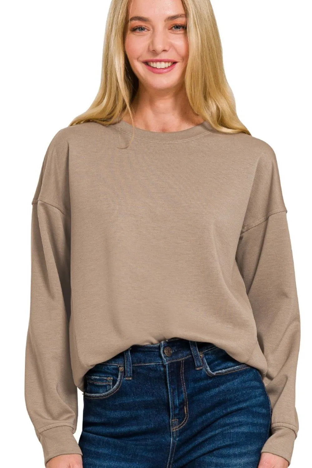 Sarah Express Women’s Oversized Scuba Round Neck Sweatshirt Casual