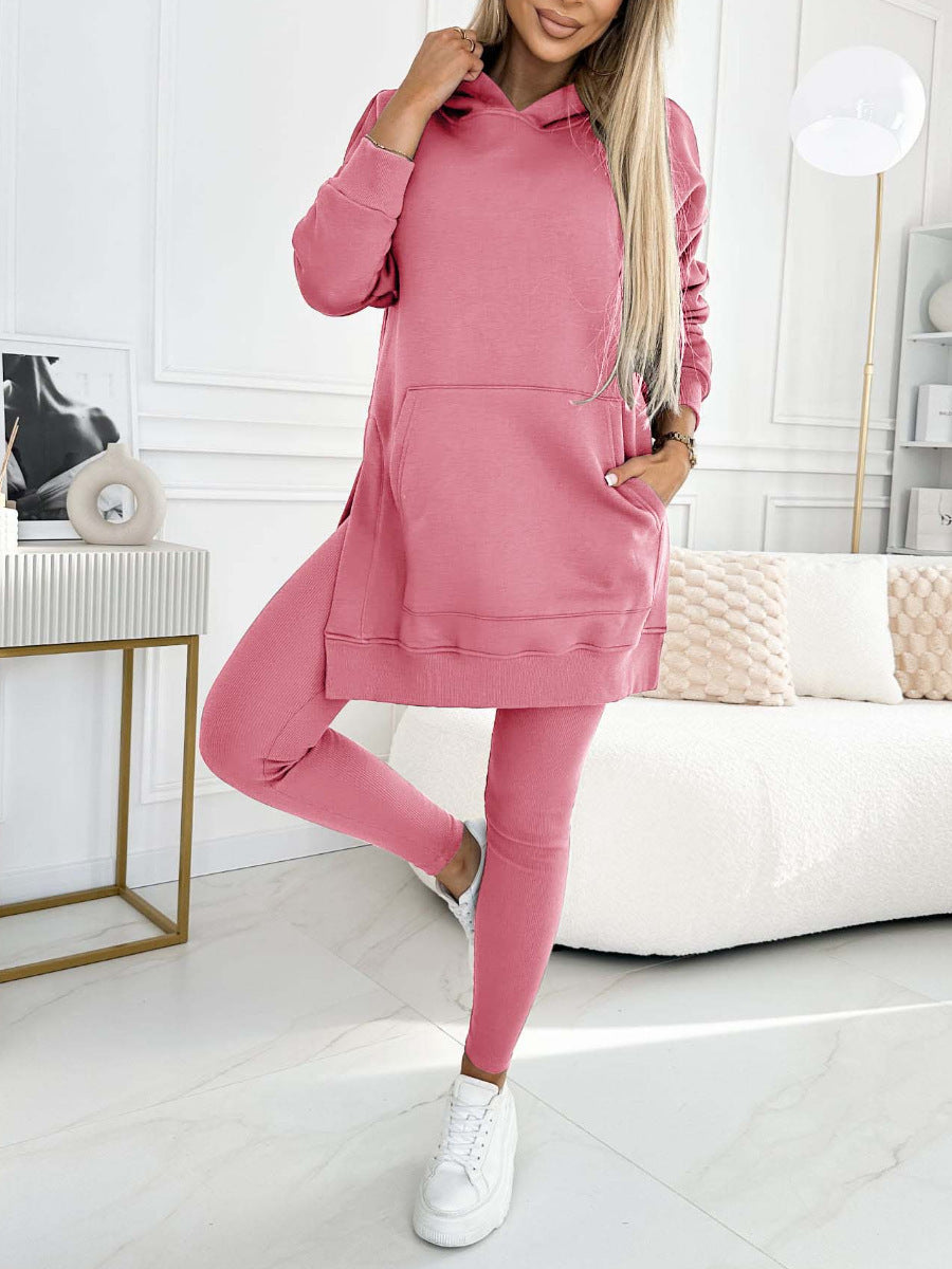 Sarah Express Women's Hooded Sweatshirt and Thickened Leggings Two-Piece Athleisure Set