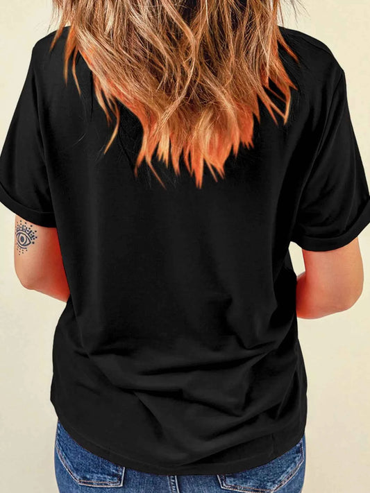 Sarah Express Women's Sequin Love Heart Patched Crew Neck Tee