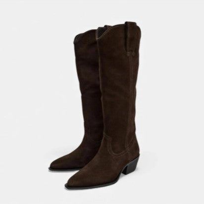 Women's Plus-Size High-Top Riding Boots | Chunky Heel Slip-On Knee-High Boots