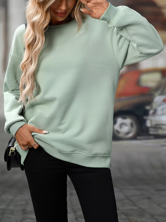 Sarah Express Women's Casual Solid Color Long Sleeve Sweatshirt
