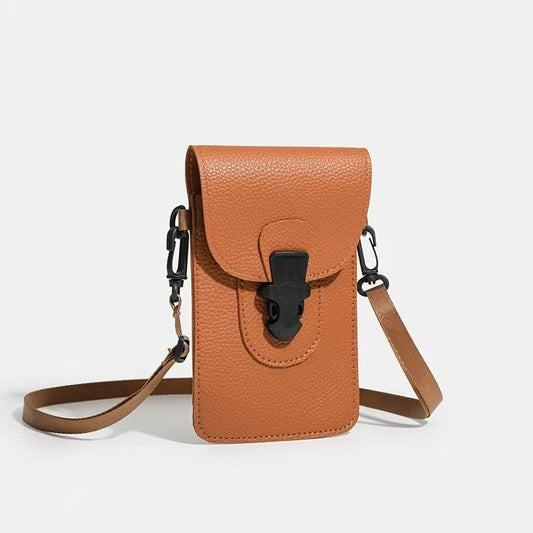 Sarah Express Minimalist Lock-Clasp Crossbody Mini Bag – PU Leather Unisex Shoulder Bag