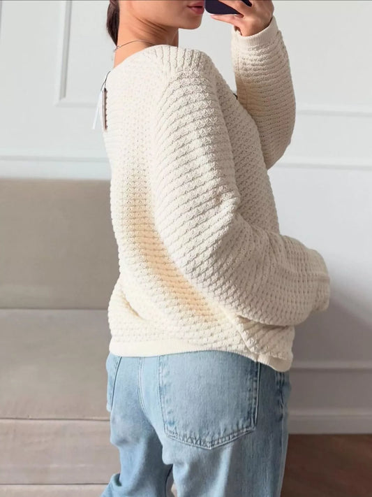 Sarah Express Women's Textured Knit Button-Down Cardigan