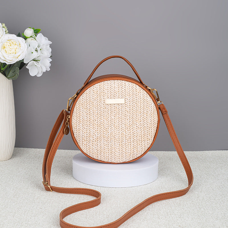 Sarah Express Woven Straw Round Bag Brown