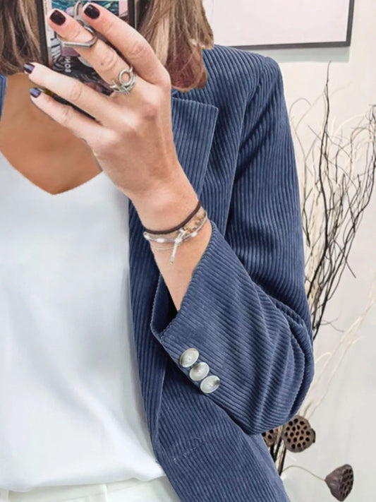 Sarah Express Women's Corduroy Lapel Collar Casual Blazer