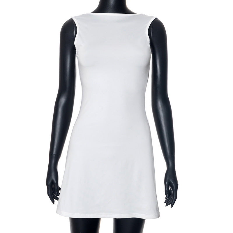 Sarah Express Backless Ruffle High-Waist Bodycon Mini Dress