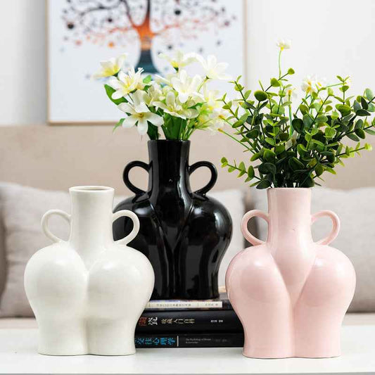Sarah Express Handmade Ceramic Body Art Vase - Modern Decorative Flower Vase for Home Decor