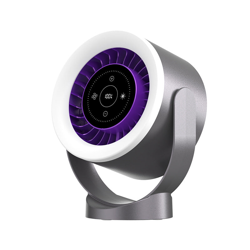 Sarah Express Rechargeable USB Desk Fan with LED Light - Adjustable 100-Speed Wall Mount Table Fan Dark Gray 204.5x160x102mm